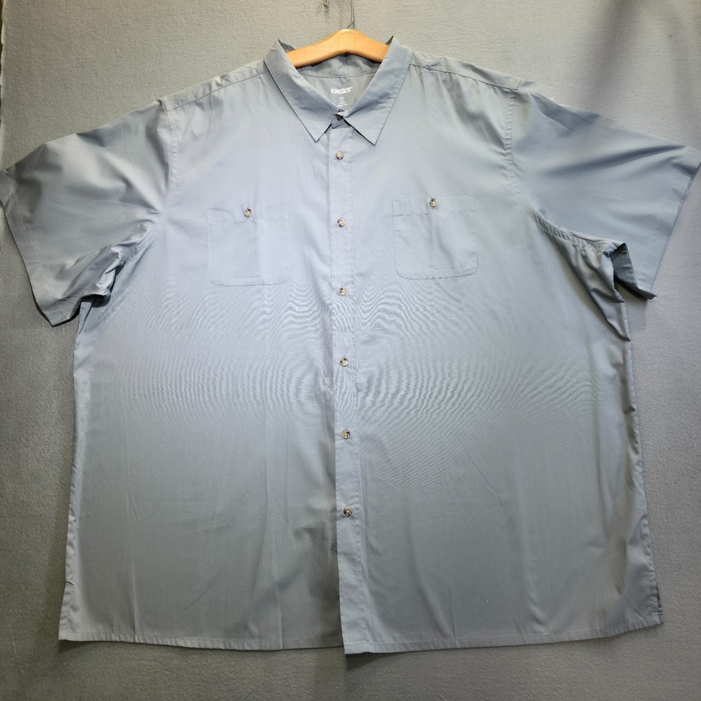 King Size Men's Gray Short Sleeve Button Up Shirt Size 5XLT